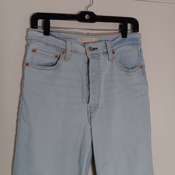 Levi's ribcage straight ankle jeans women 29 light wash high rise button fly - Picture 2 of 9